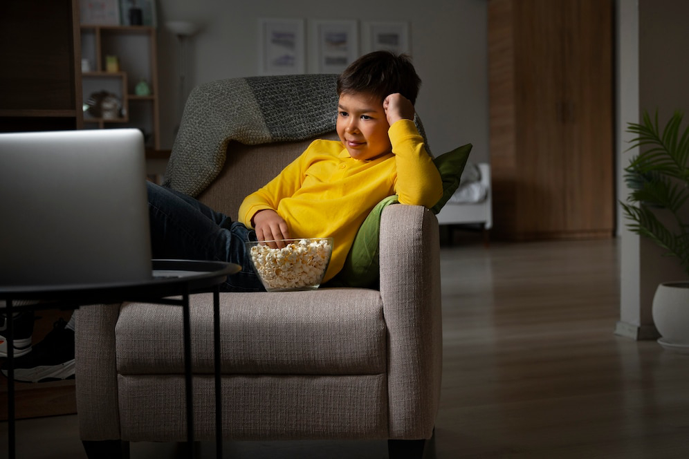 A person lounging on a couch while holding a remote.
